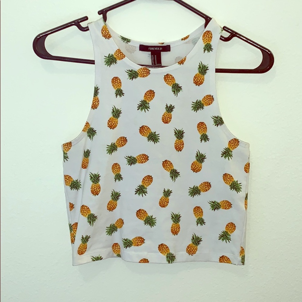 Forever 21 Pineapple Crop Top M